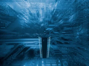 a computer chip is sitting on top of a motherboard