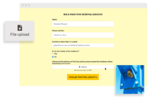 uma página da Web para serviços de remoção de colmeias de abelhas e vespas