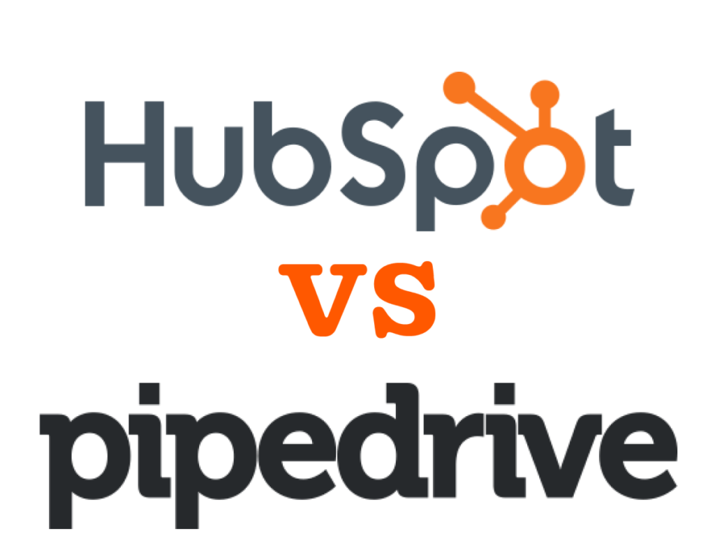 hubspot vs pipedrive logos graphic