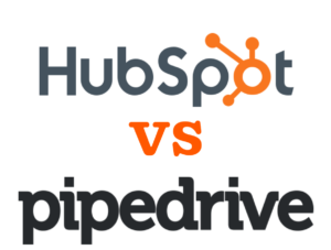 hubspot vs pipedrive logos graphic