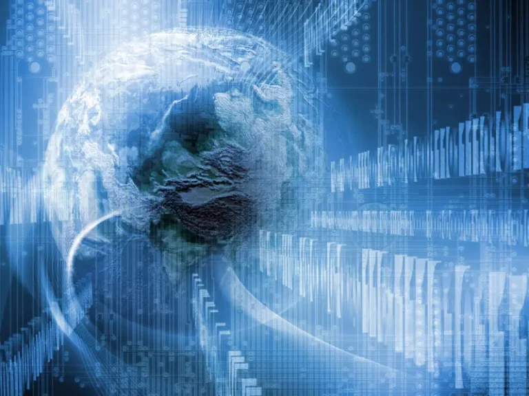 a computer generated image of a globe with a blue background