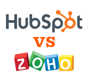HubSpot vs Zoho logos graphic