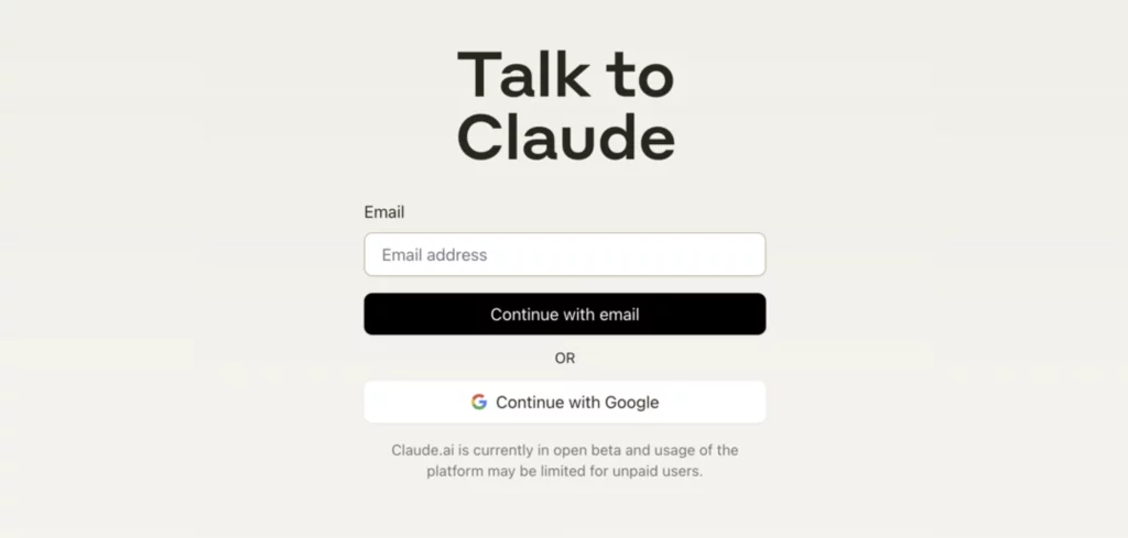 a screenshot of the talk to claude website