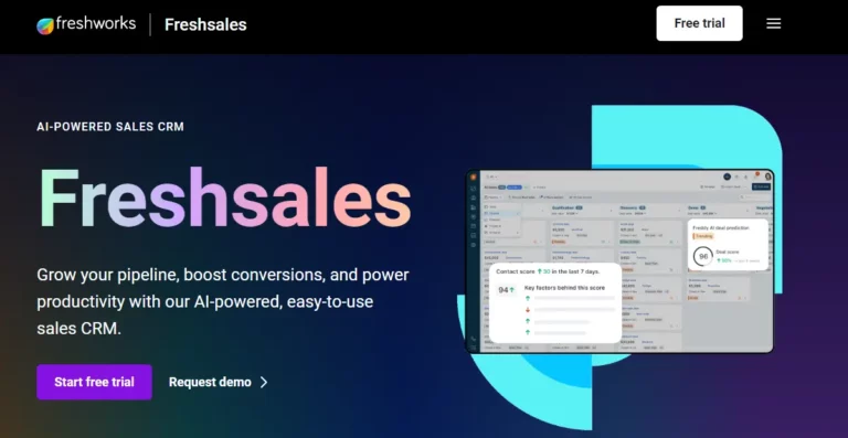 a screenshot of the freshworks Freshsales website