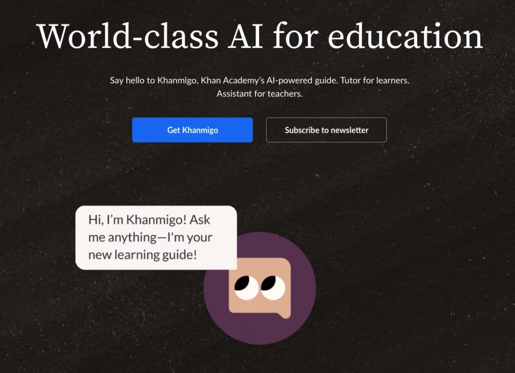 a screenshot of a website that says world-class ai for education