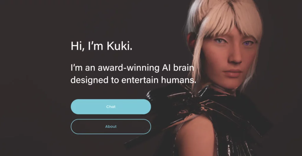 a website says hi I'm kuki I'm an award-winning ai brain