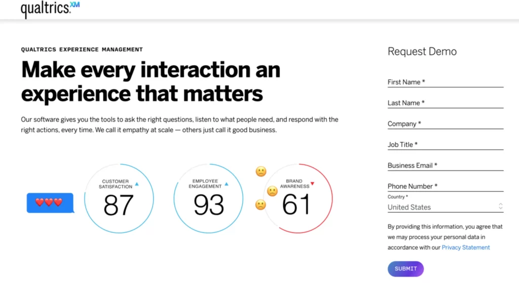Qualtrics homepage