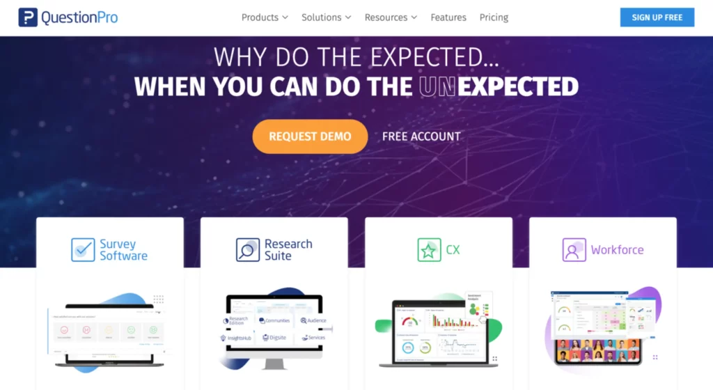 QuestionPro homepage