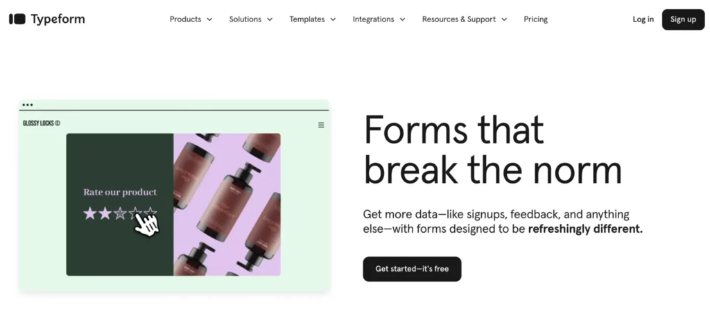 Typeform homepage