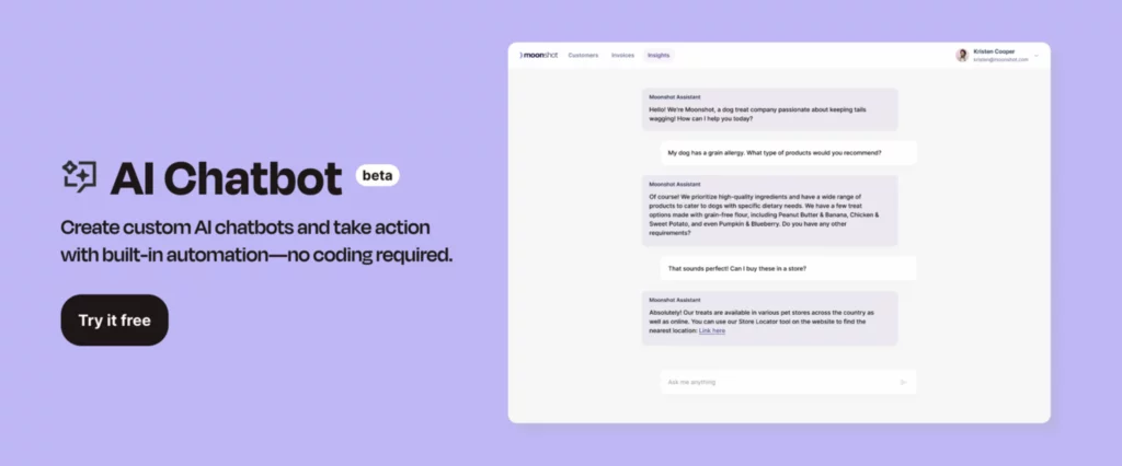 a screenshot of the ai chatbot beta website