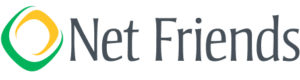 logo for net friends with a green and yellow circle
