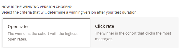 screenshot of how to choose the winning version of an AB test