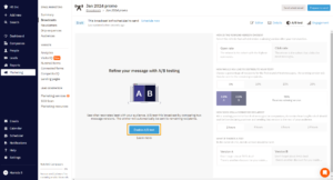 Uma captura de tela do painel Nutshell mostrando a função de teste a/b