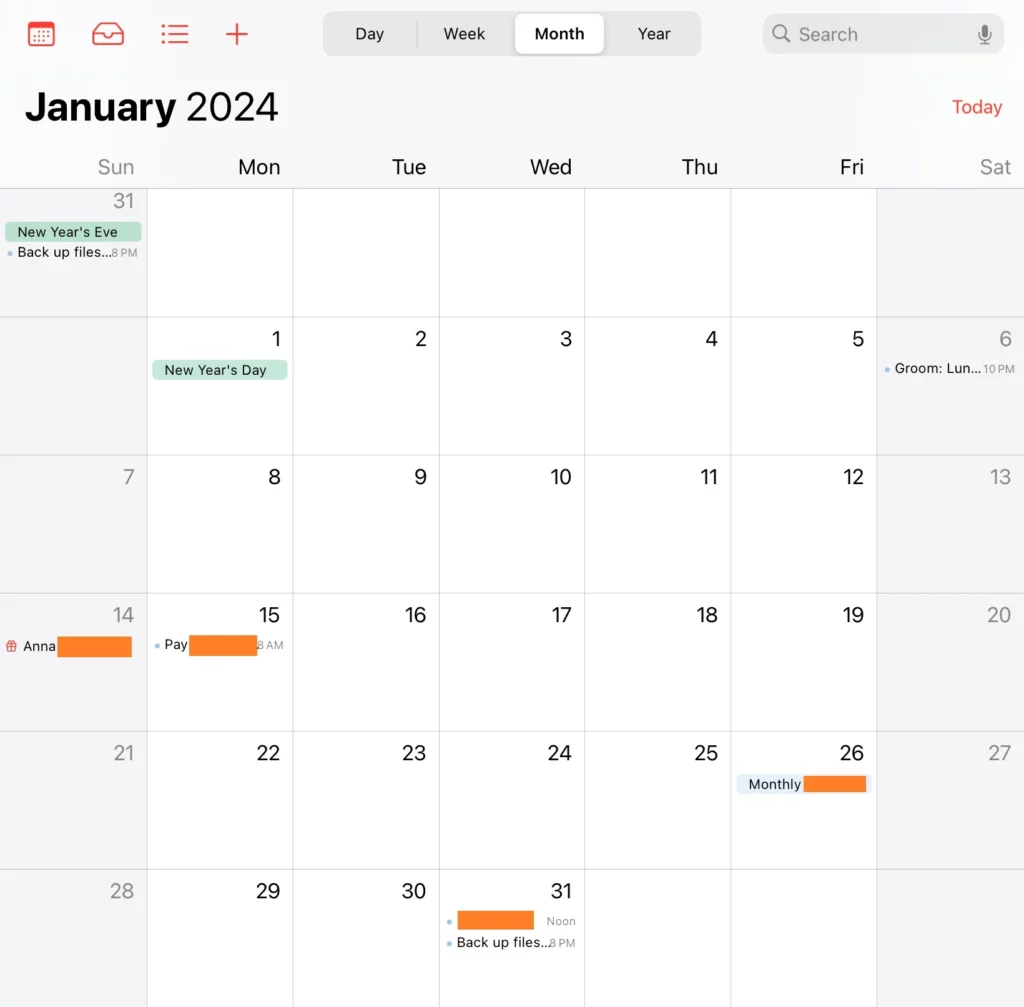 Apple Calendar online calendar app screenshot