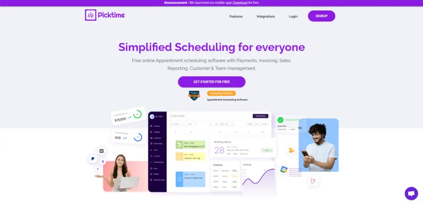 Picktime appointment scheduling tool