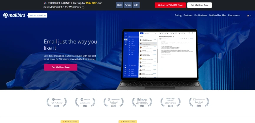 mailbird email app homepage