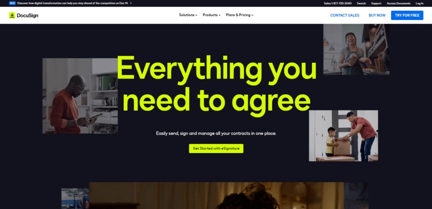 DocuSign electronic signature app homepage