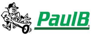 logo for paul b with man pushing a wheelbarrow