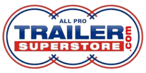 a blue and red logo for trailer superstore