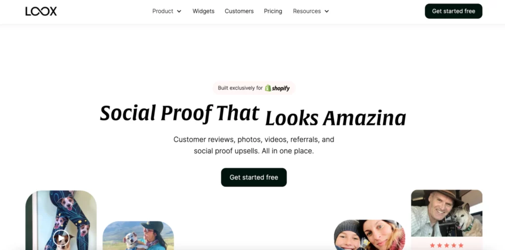 Landing page of Loox, the visual brand review app