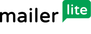 a logo for MailerLite with a green speech bubble