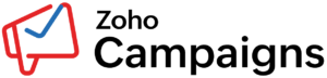 a logo for Zoho Campaigns with a red and blue check mark