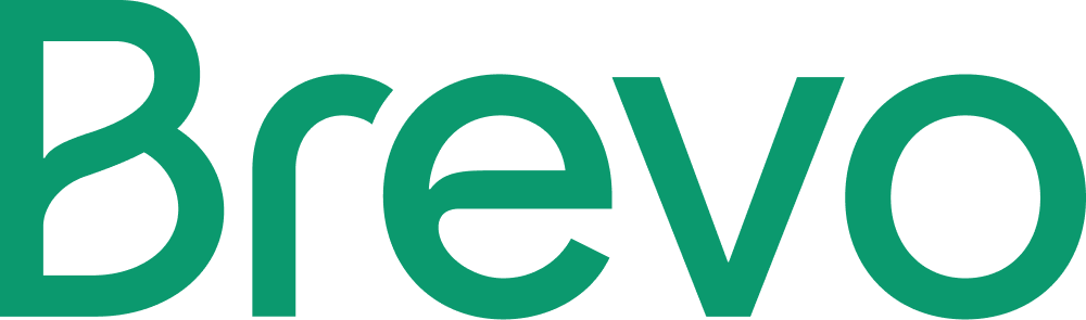 een groen Brevo-logo op een witte achtergrond