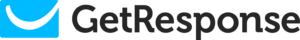 a logo for GetResponse with a blue check mark