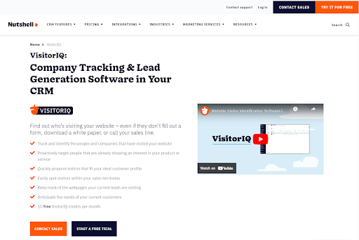 website visitor tracking software nutshell iq