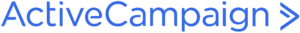 a blue logo that says ActiveCampaign on it