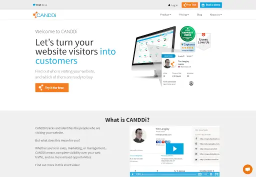 Screenshot of CANDDI website visitor tracking software