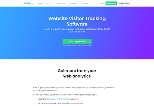 Screenshot of Leadfeeder website visitor tracking software