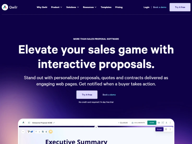 Qwilr proposal software image
