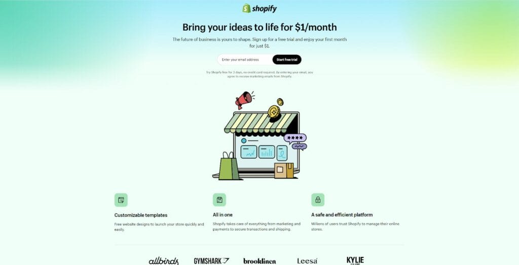 Shopify landing page A/B test example