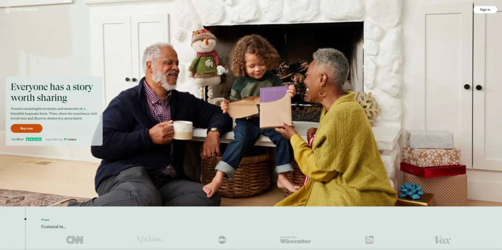 Storyworth landing page example