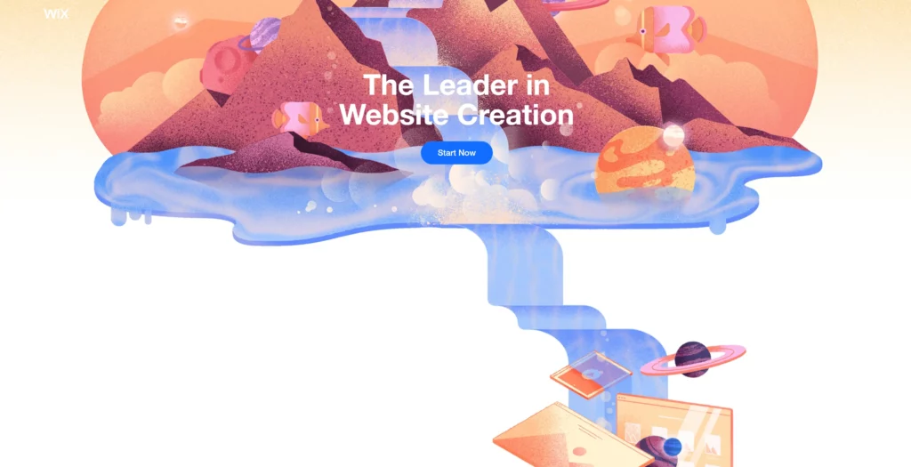 Good landing page example of the Wix website