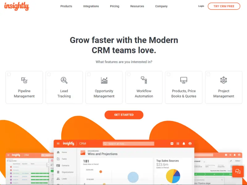 insightly sales lead tracking software