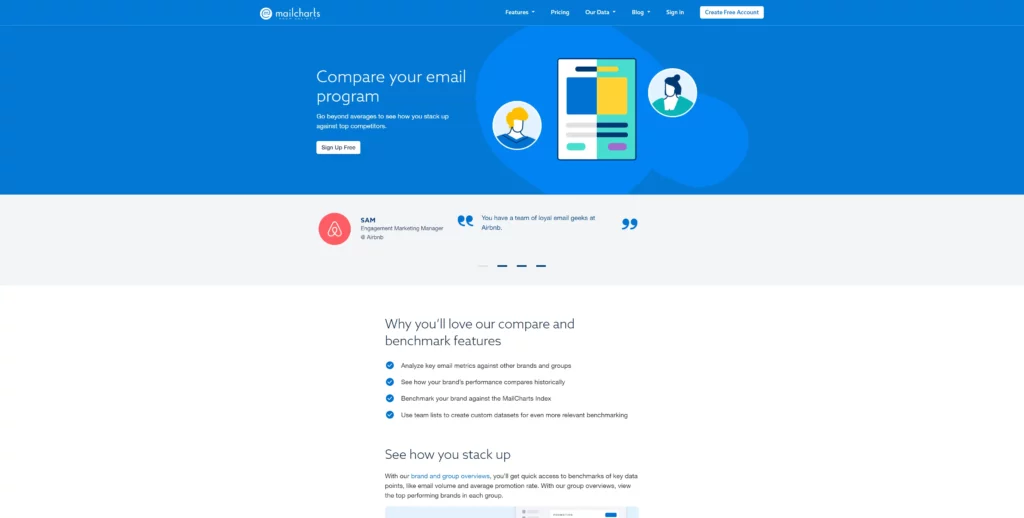 MailCharts competitor monitoring tool website screenshot