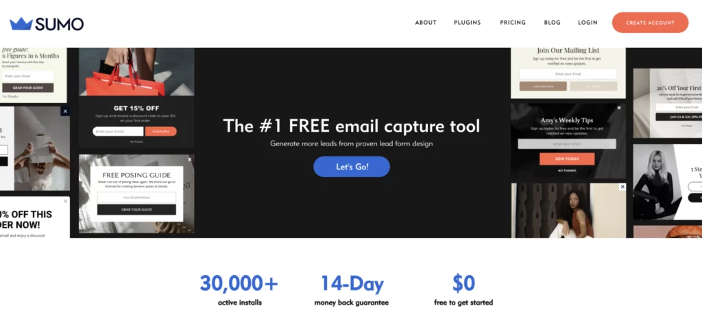 Sumo lead generation homepage