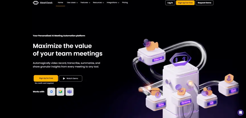 Screenshot of MeetGeek, one of the best transcription apps