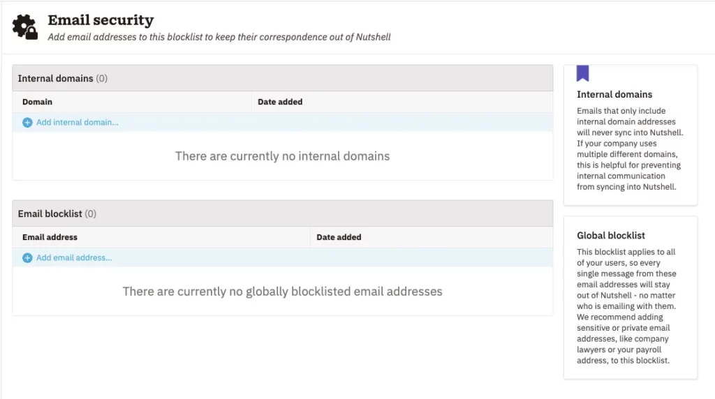 Nutshell's email security page