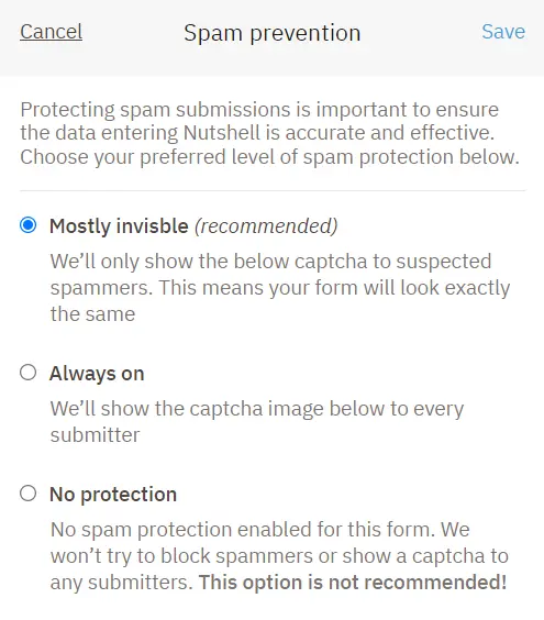 Spam protection submission form.