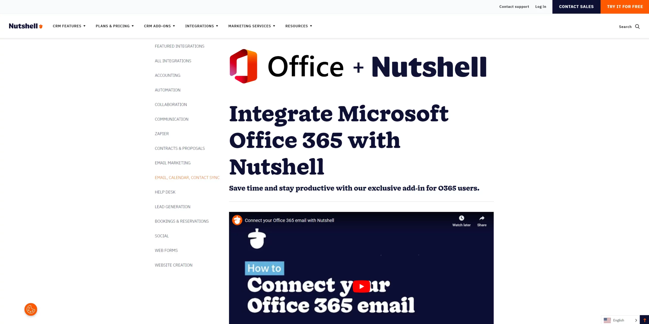 Microsoft Office and Nutshell best CRM Outlook integration