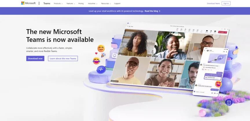 homepage for Microsoft Teams collaboration tool