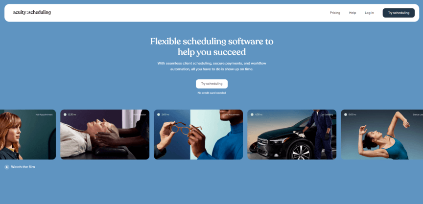 Sítio Web do programador de reuniões Acuity
