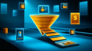 a simple funnel graphic showing the stages from a new lead to a finished deal