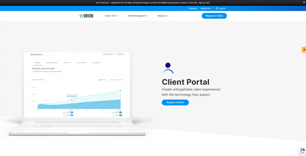 Screenshot of Orion Advisor Portal, the best wealth management software for financial services companies