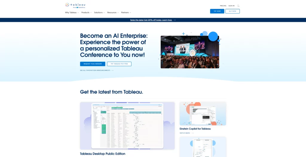 Screenshot of Tableau, the best data analytics and business intelligence software for financial services companies
