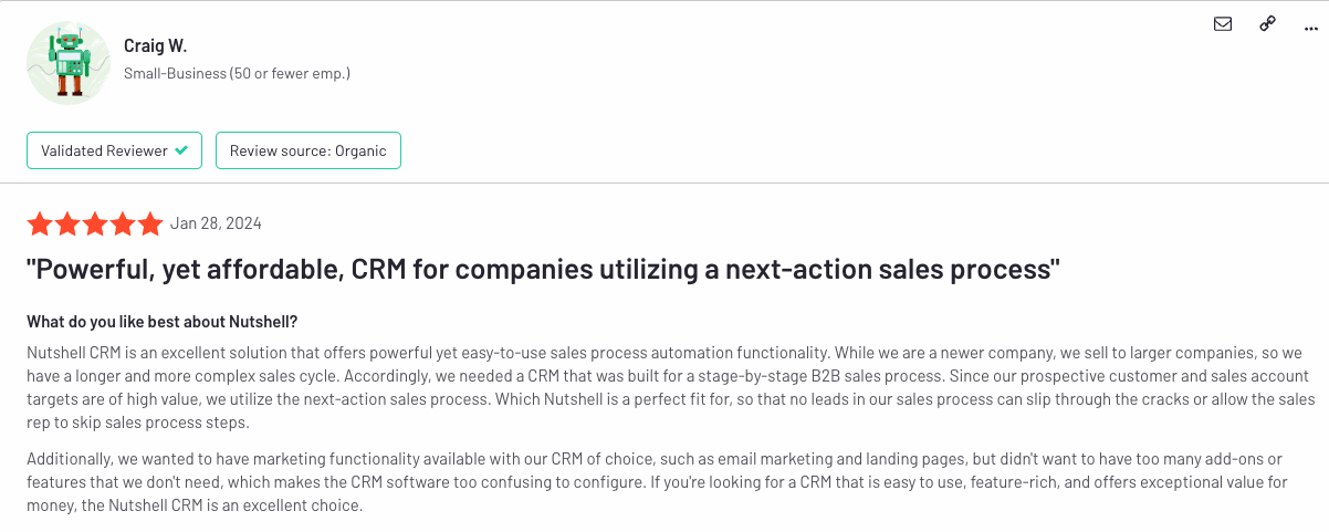 Nutshell G2 review from Craig W