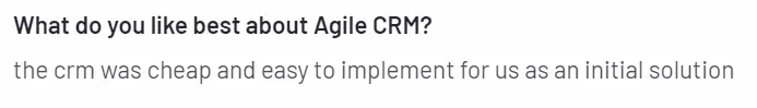 positive review of Agile CRM